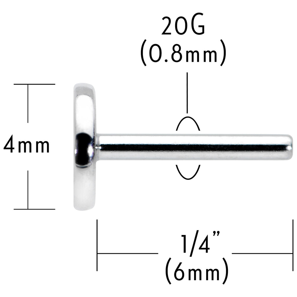 20G 1/4 G23 Titanium Threadless Post Only Labret Tragus Nose