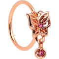 20G 5/16 Pink CZ Gem Rose Gold Tone Geometric Butterfly Nose Hoop