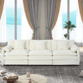 Oversized Deep Seat Sectional Sofa, Green Modern Chenille Cloud Couch, Large 3 Seater Modular Sofa with 3 Pillows for Living Room Bedroom Apartment Office,DIY Combination,Beige