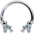 16G 3/8 Black Gem Polka Dot Frogs Horseshoe Circular Barbell