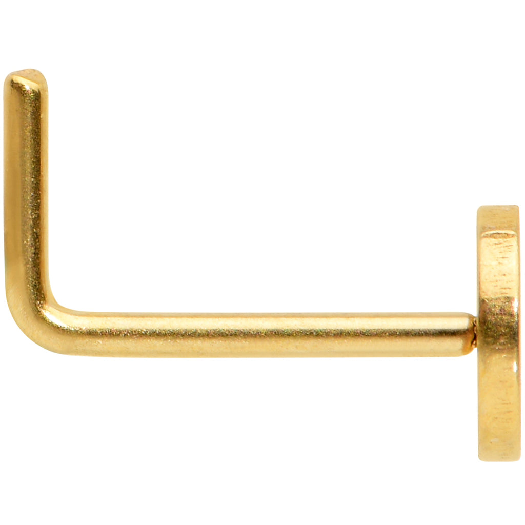 20G 1/4 Gold Tone Simple Peace Sign L Shape Nose Ring