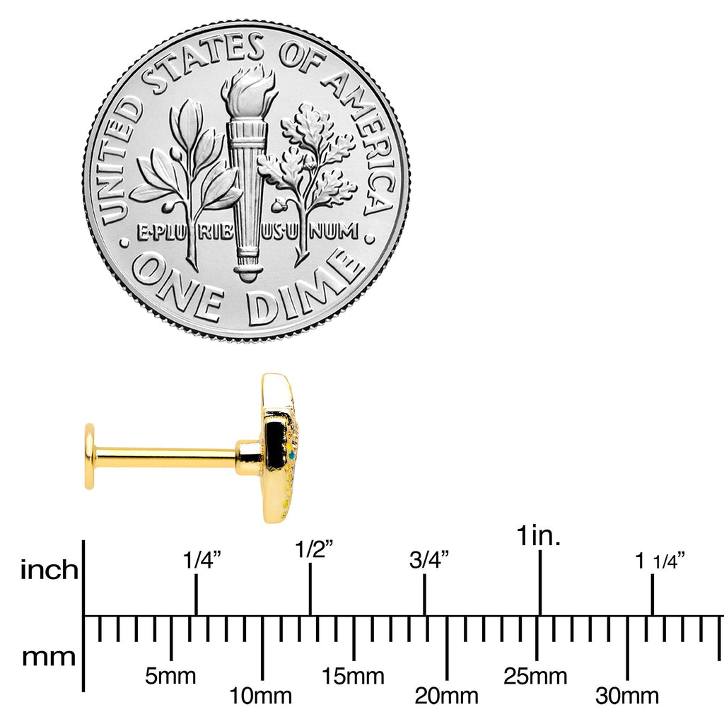 16G 5/16 Gold Tone Bold Peacock Feather Labret Monroe Tragus
