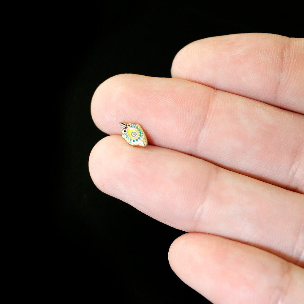 16G 1/4 Gold Tone Bold Peacock Feather Labret Monroe Tragus