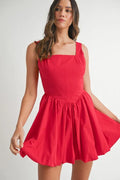 MABLE Poplin Square Neckline Bubble Mini Dress