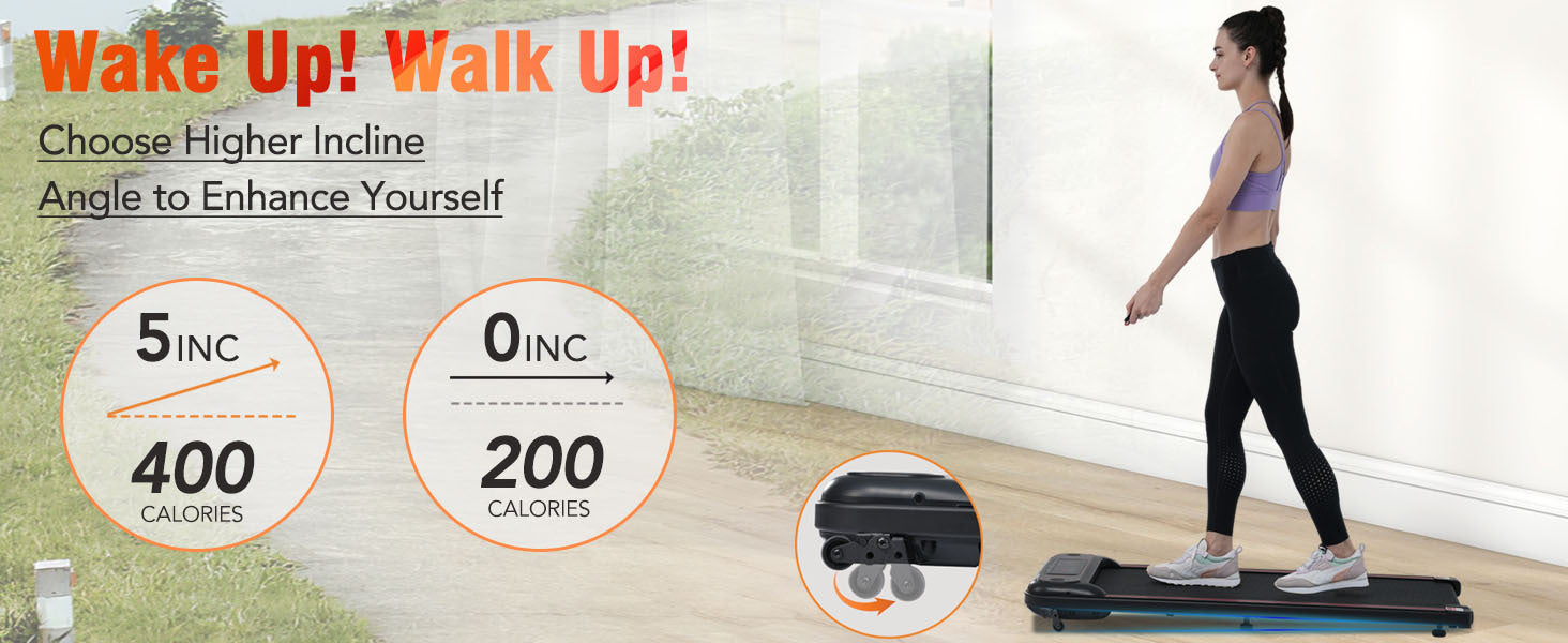 NEW Walking Pad Under Desk Treadmill for Home Office -2.5HP Walking Treadmill With Incline 0.5-4MPH 265LBS Capacity Treadmill for Walking Running - Wristband Remote