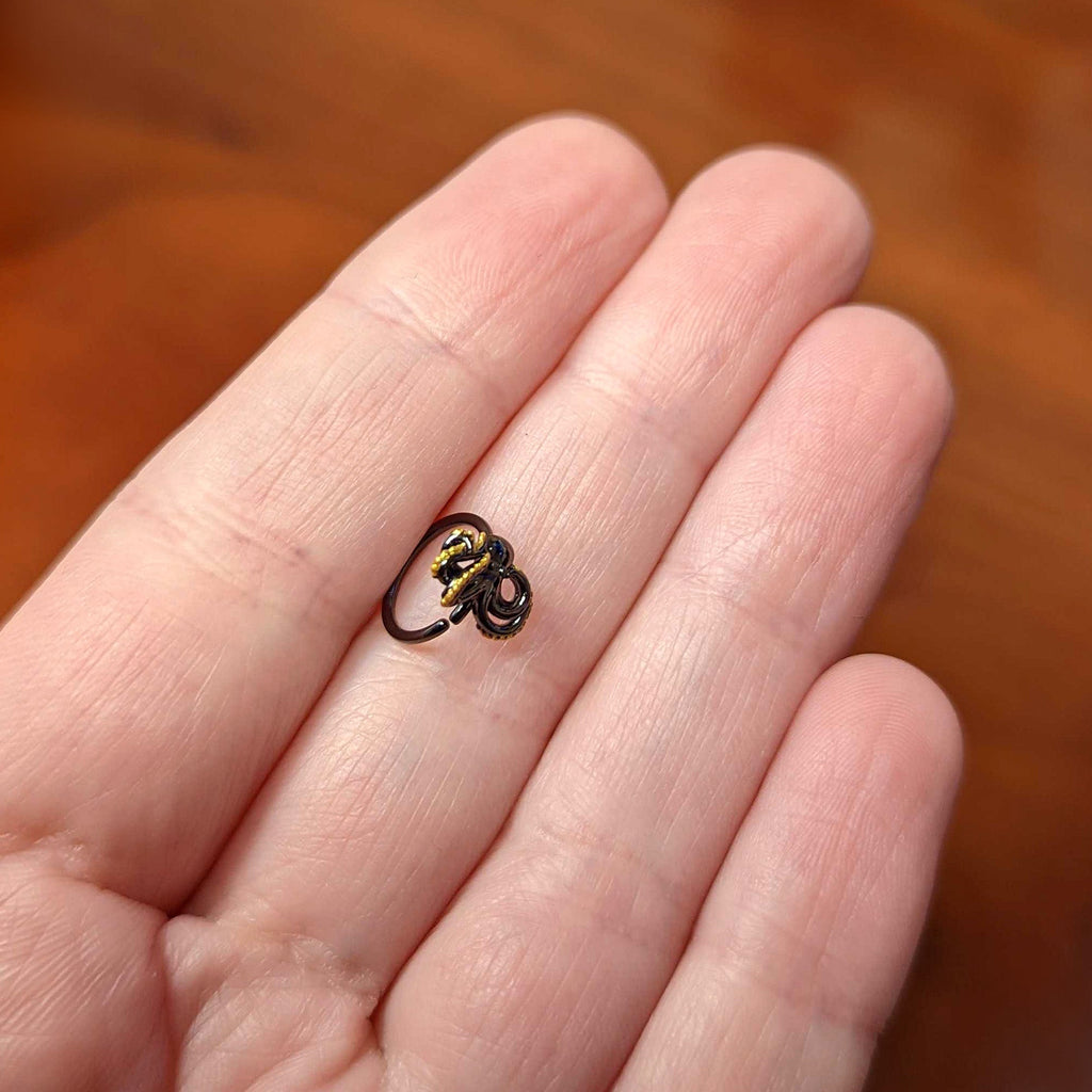 20G 5/16 Black Understated Octopus Cartilage Closure Ring