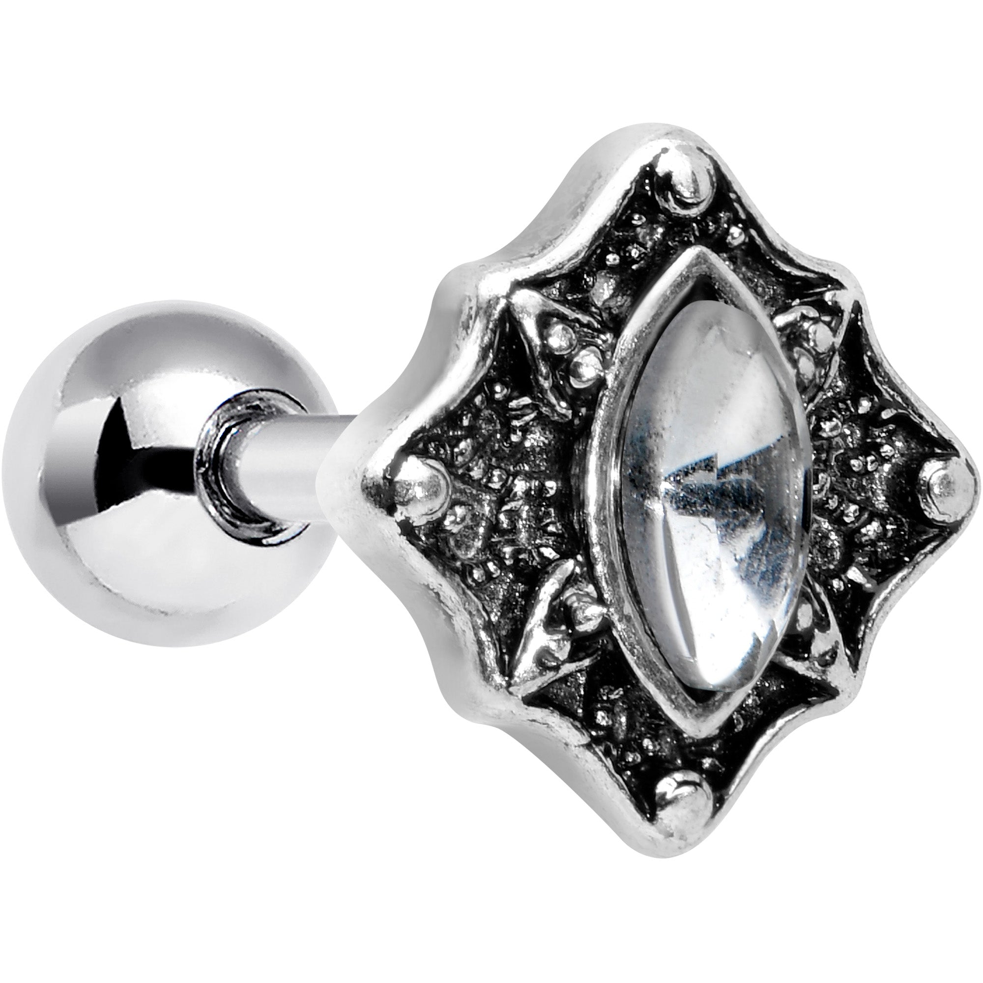 16G 1/4 Clear Gem Rhombus Retro Cartilage Tragus Earring