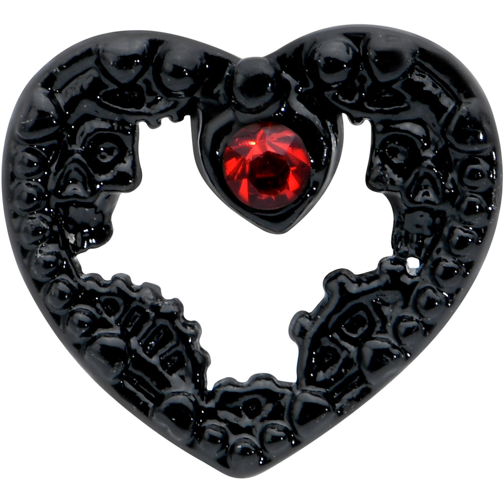 16G 1/4 Red Gem Black Steampunk Skull Cartilage Tragus Earring