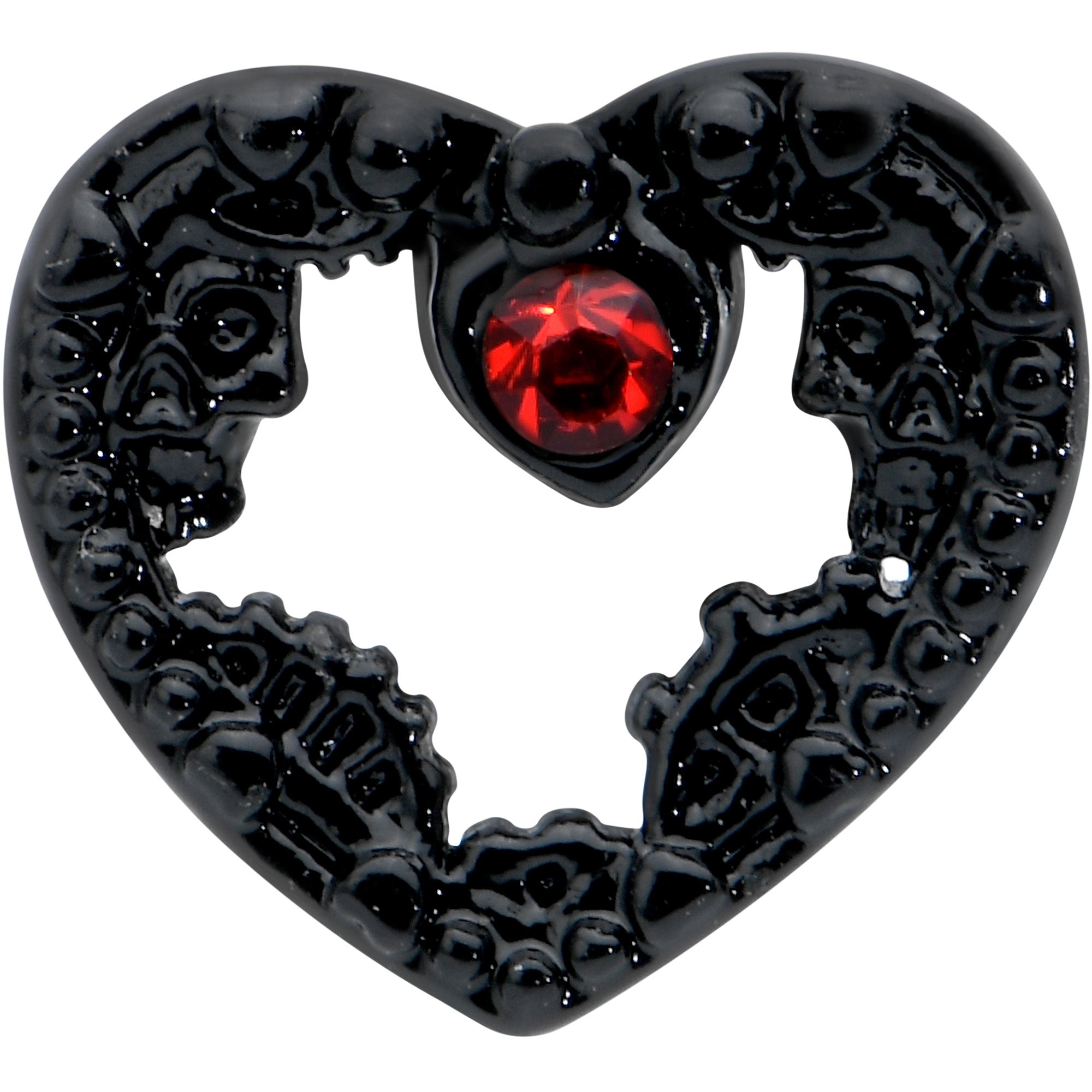 16G 1/4 Red Gem Black Steampunk Skull Cartilage Tragus Earring