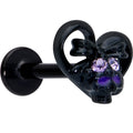 16G 5/16 Purple Gem Black Skull Heart Bow Labret Monroe Tragus