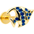 16G 5/16 Gold Tone Blue Adorable Angelfish Labret Monroe Tragus