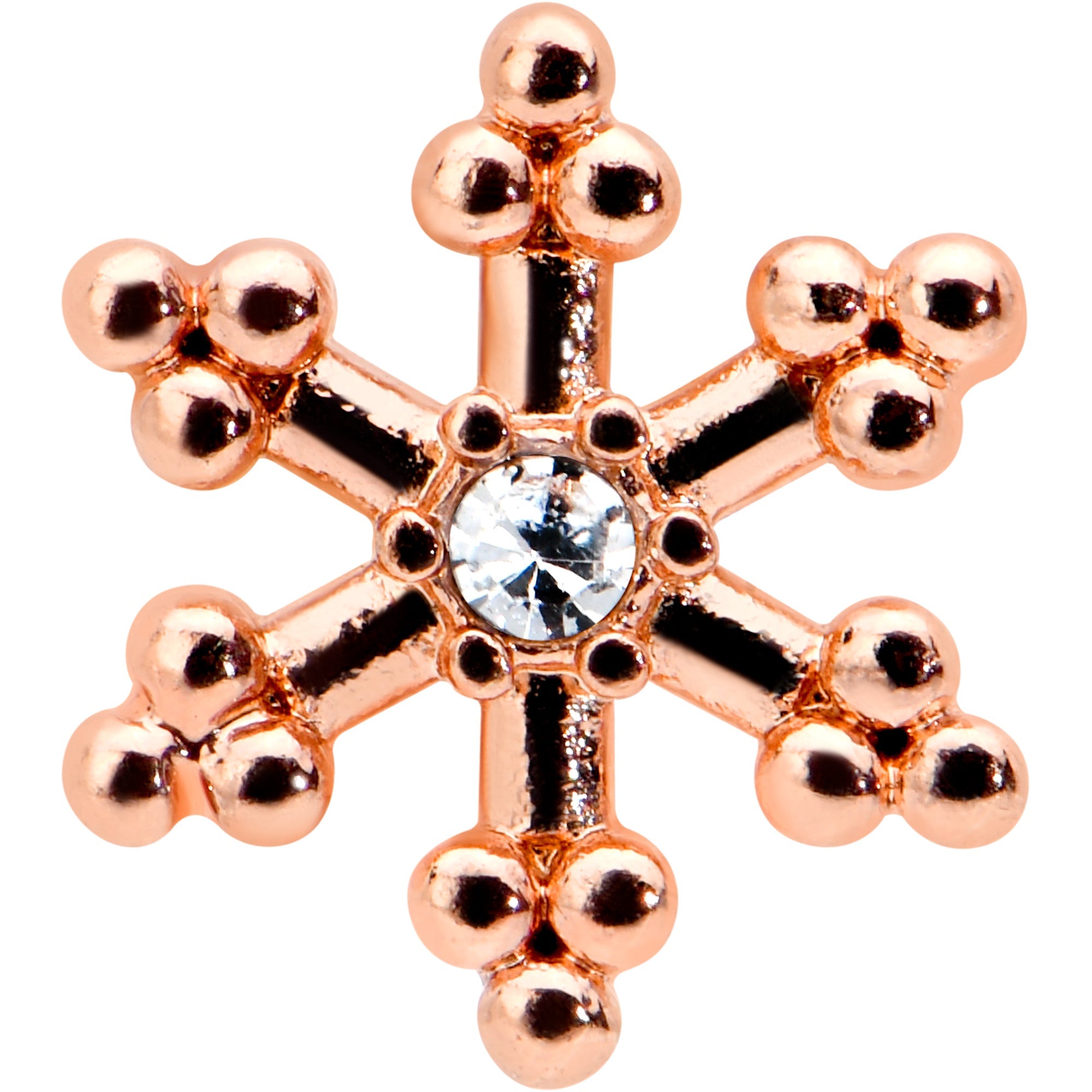 16G 5/16 Clear Gem Rose Gold Tone Snowflake Labret Monroe Tragus
