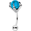 16G 5/16 Blue Turquoise Skeleton Hand Curved Eyebrow Ring