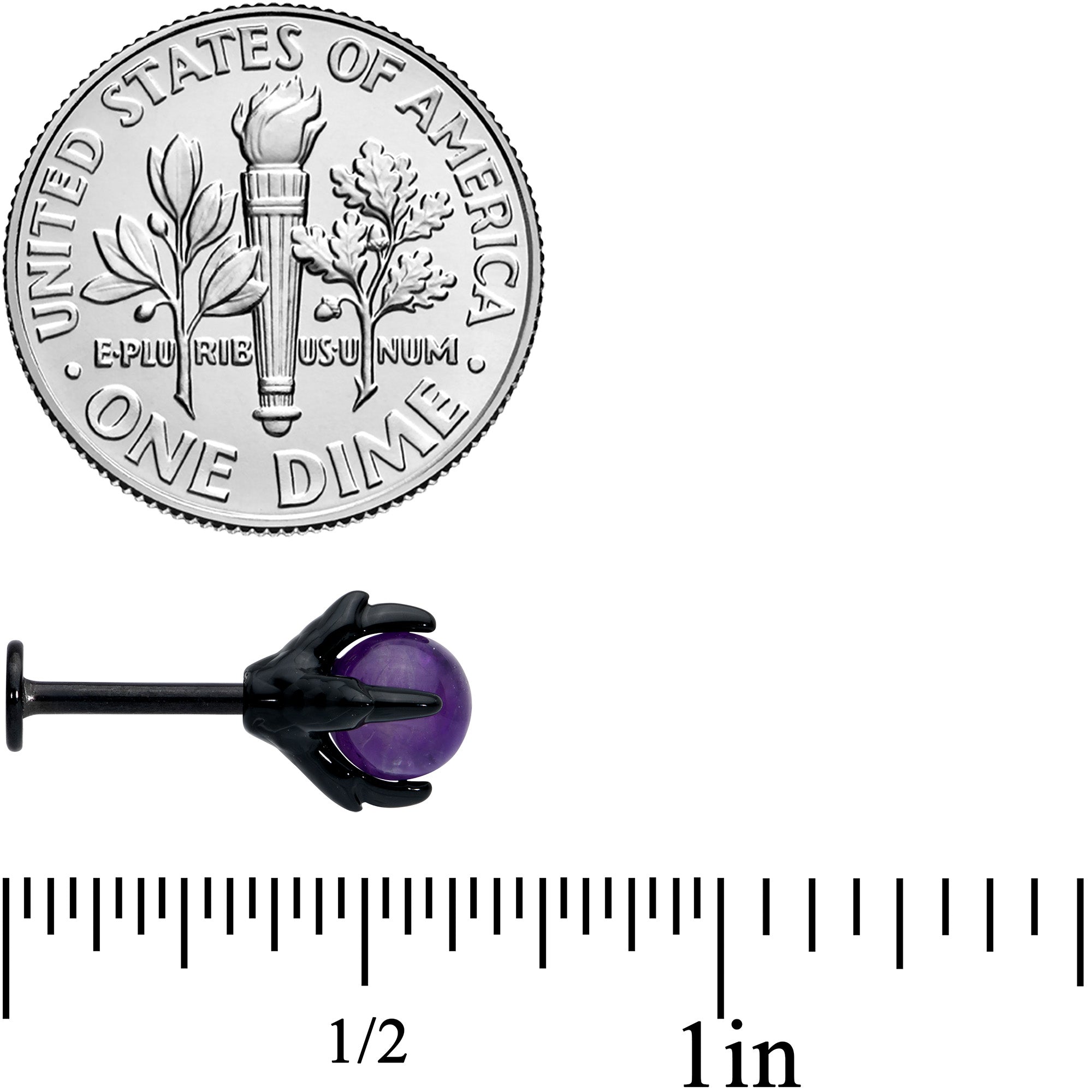 16G 5/16 Purple Amethyst Black Claw Hand Labret Monroe Tragus