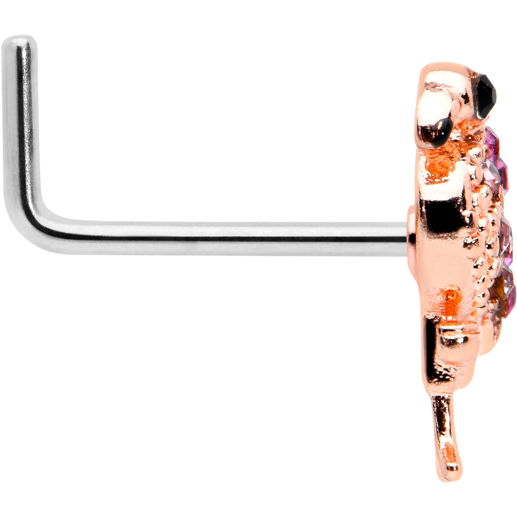 20G 7mm Pink Gem Rosy Fashion Flamingo L Shape Nose Ring