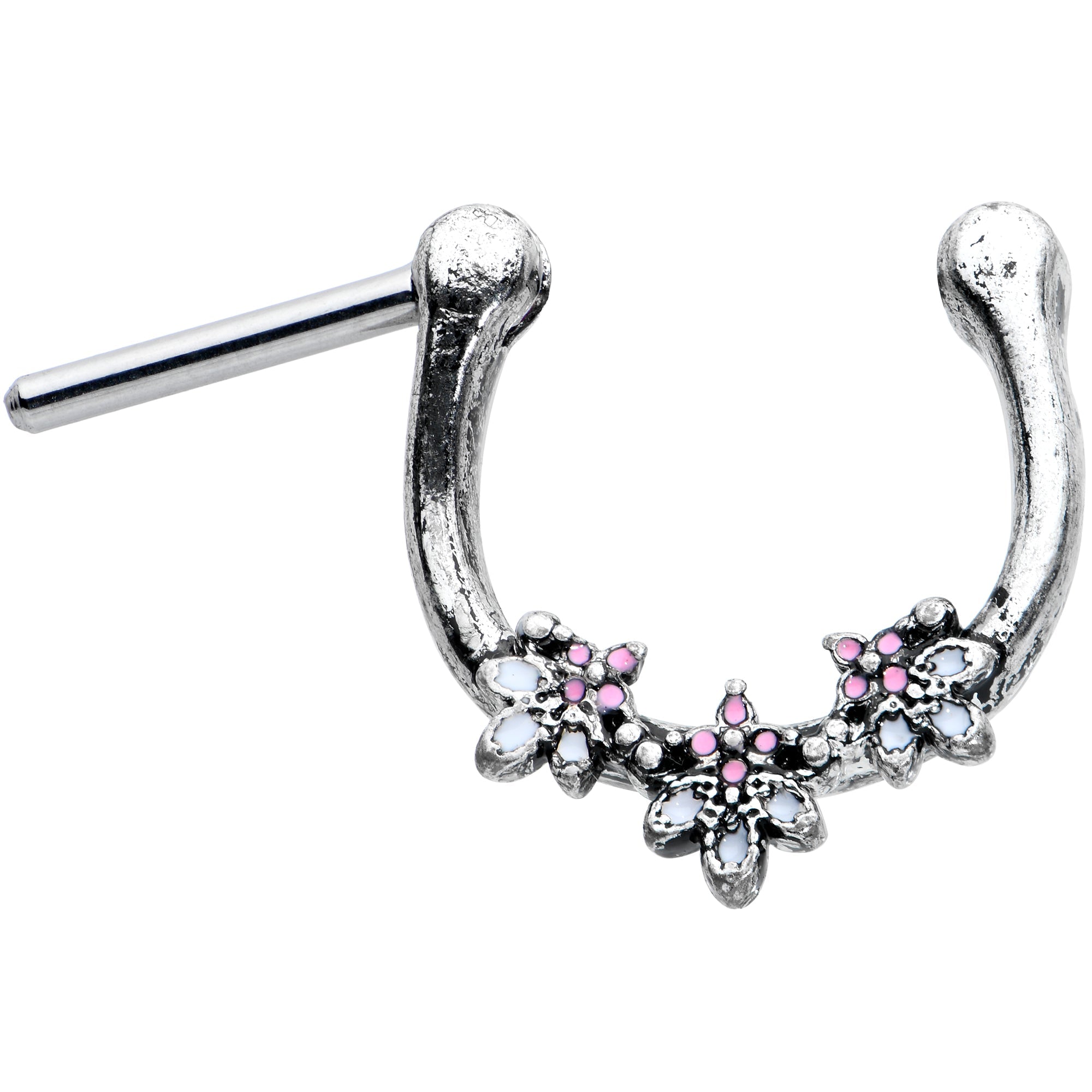 16G 5/16 Pink White Abstract Leaf Flower Cartilage Clicker