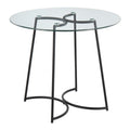 Cece Contemporary Dinette Table in Black Steel with Clear Glass Top by LumiSource