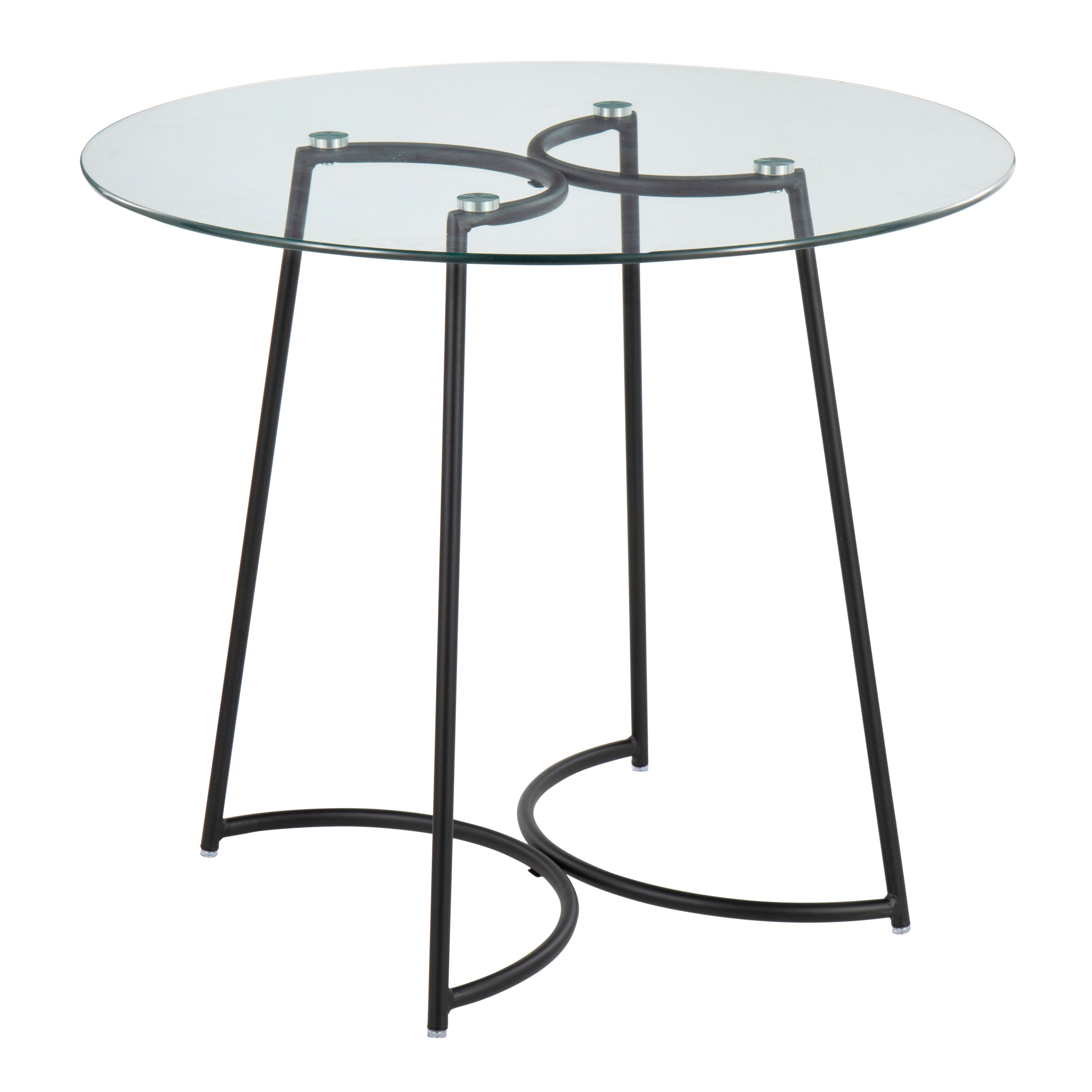 Cece Contemporary Dinette Table in Black Steel with Clear Glass Top by LumiSource