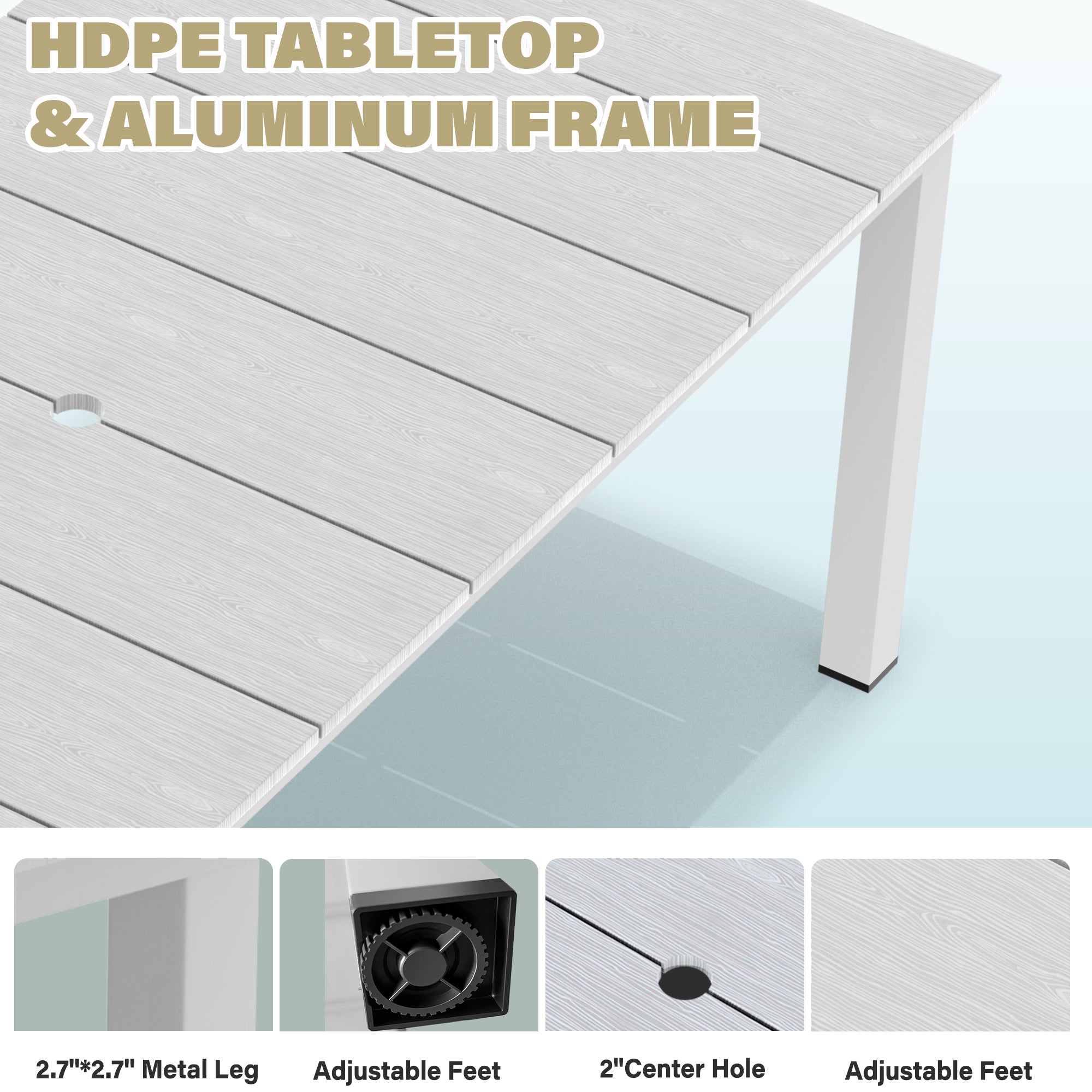 A single outdoor dining table that can be used in multiple scenarios
