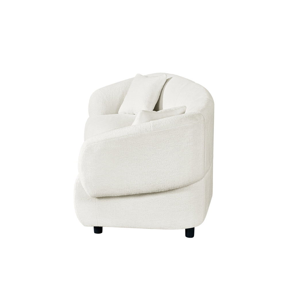 98.5 ' Curved Designed Contemporary 3-Seater Sofa in Beige: Plush Seating, Streamlined Design, and Durable Frame – Ideal for Stylish Living Spaces