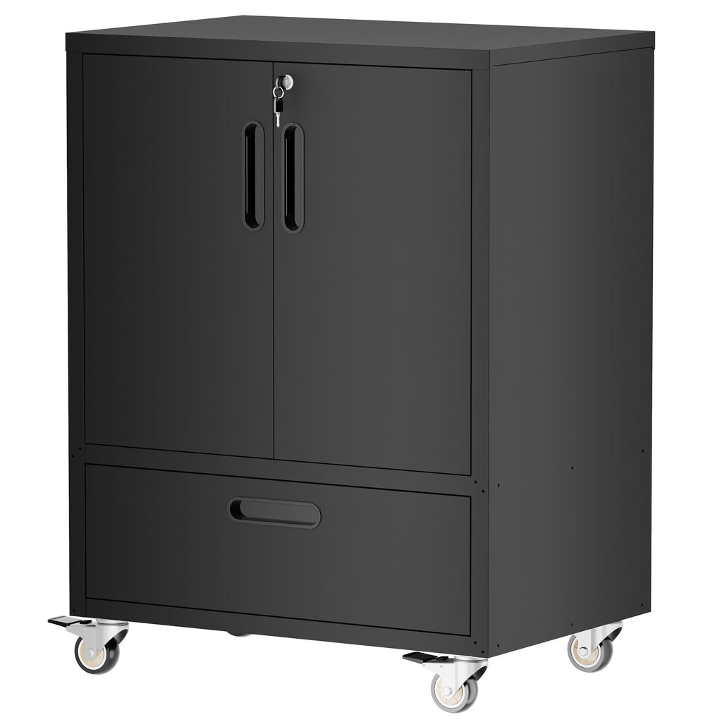 Tool Cart with Wheels, 40' H x 30' W x 20' D, Mobile Tool Cabinet with Lockable Casters & Drawer, Heavy-Duty Steel Storage Organizer for Garage, Workshop, Office - Easy 30-Min Assembly