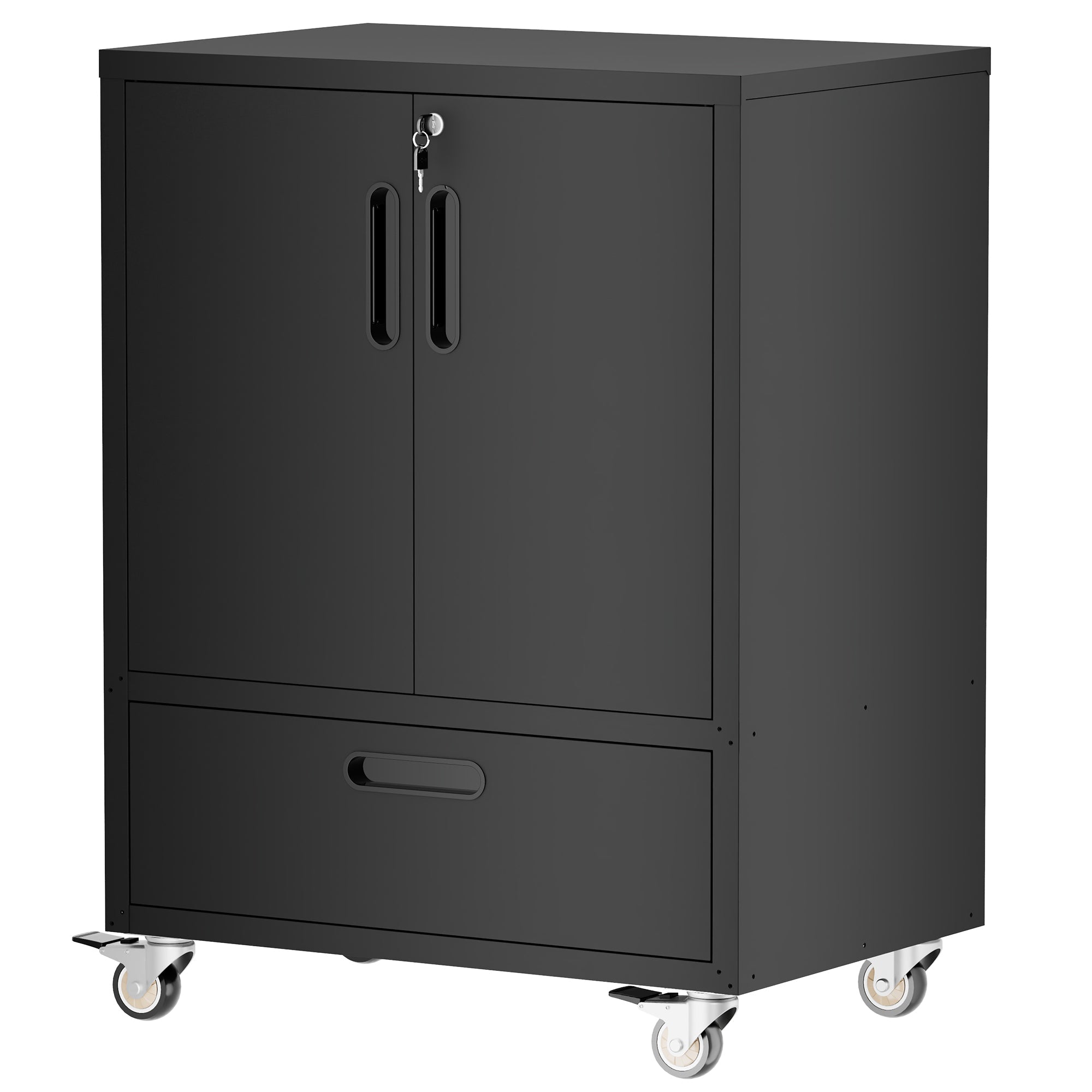 Tool Cart with Wheels, 40' H x 30' W x 20' D, Mobile Tool Cabinet with Lockable Casters & Drawer, Heavy-Duty Steel Storage Organizer for Garage, Workshop, Office - Easy 30-Min Assembly
