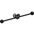 14G Purple Gem Black Skull Bow Heart Industrial Barbell 38mm
