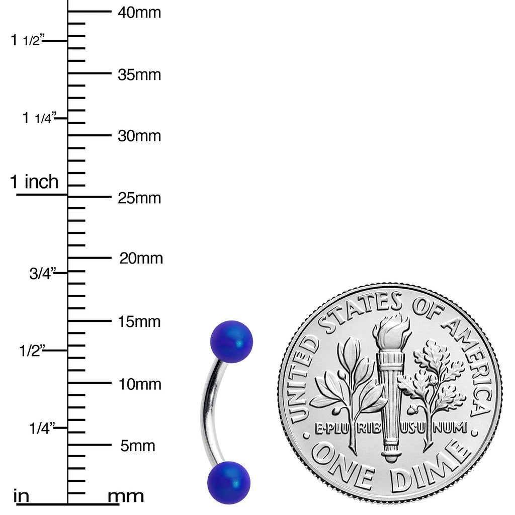 16G 5/16 Matte Blue Aurora Curved Eyebrow Ring