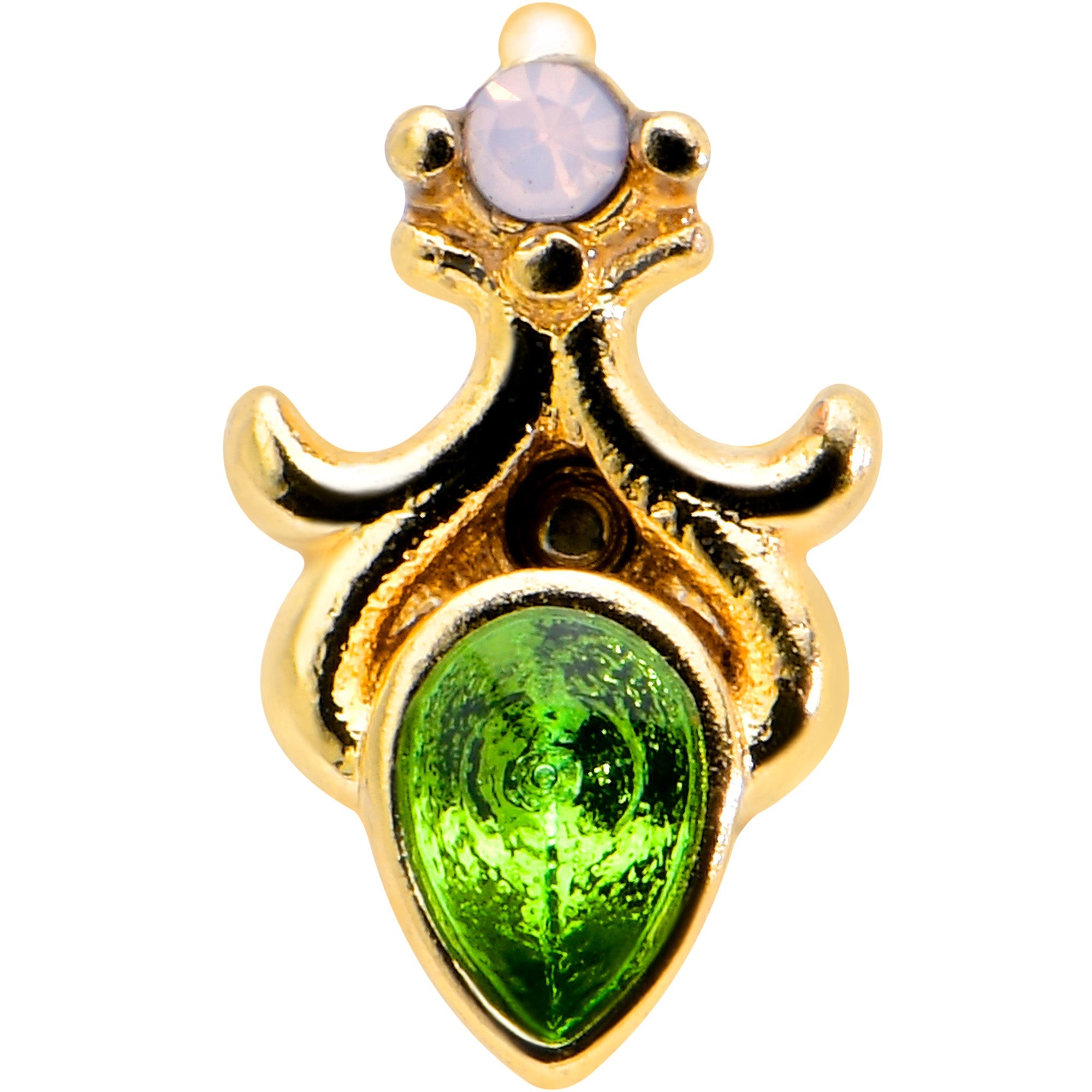 16G 5/16 Green Gem Gold Tone Shades of Spring Labret Monroe Tragus