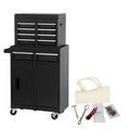 Tool Chest, 5-Drawer Rolling Tool Storage Cabinet with Detachable Top Tool Box, Liner, Universal Lockable Wheels, Adjustable Shelf, Locking Mechanism, Metal Tool Cart ,154pcs tools