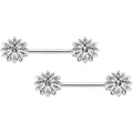 14G 9/16 Clear Gem Rococo Starry Flower Barbell Nipple Ring Set