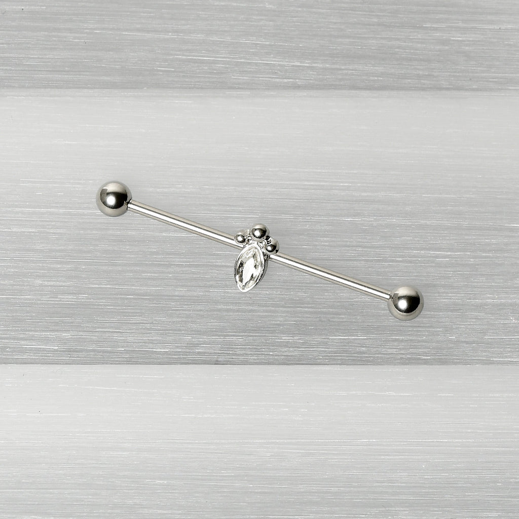 14G Gem Deco Oval Industrial Barbell 38mm