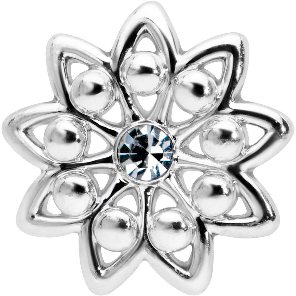 20G 7mm Clear Gem Elegant Starry Flower L Shape Nose Ring