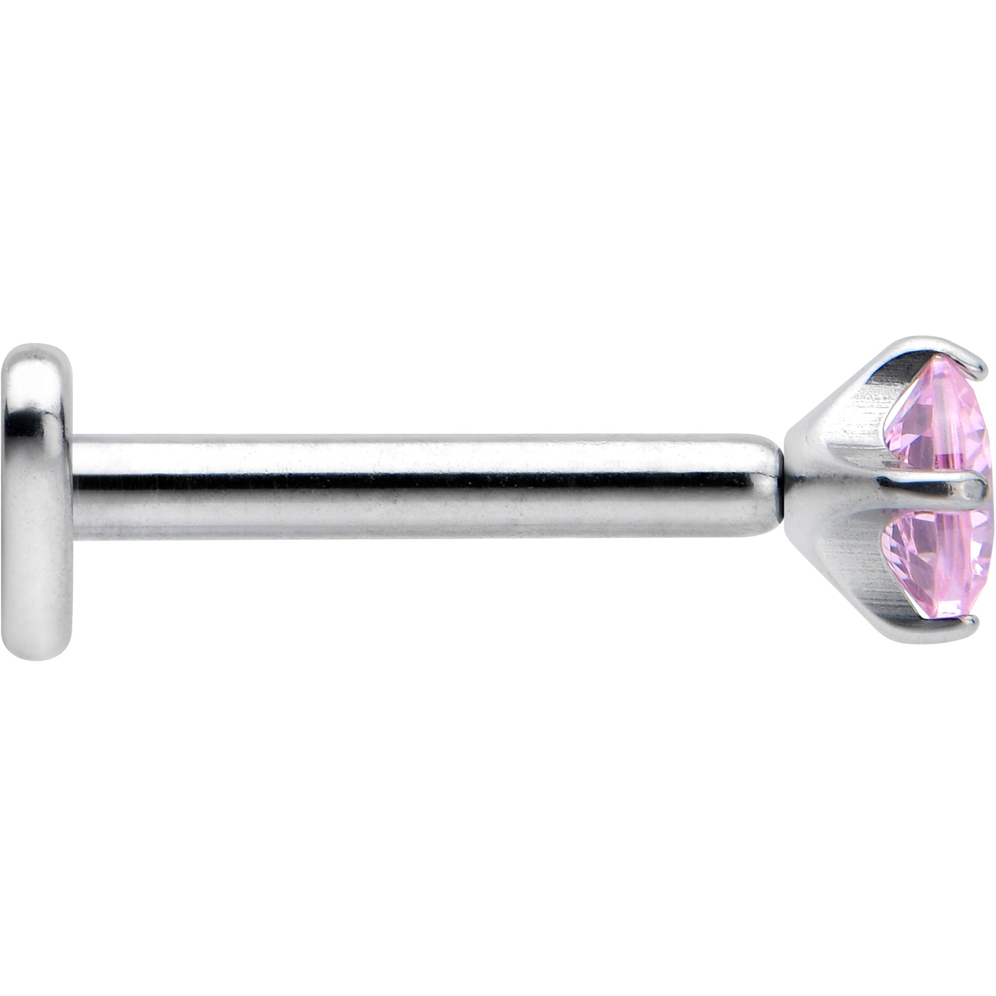16G 5/16 Pink CZ ASTM F-136 Implant Grade Titanium Threadless Heart End Labret