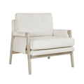 Modern Home Accent Chair Cushion Seat Back Cream Chenille Fabric Upholstery Solid Wood Furniture 1pc