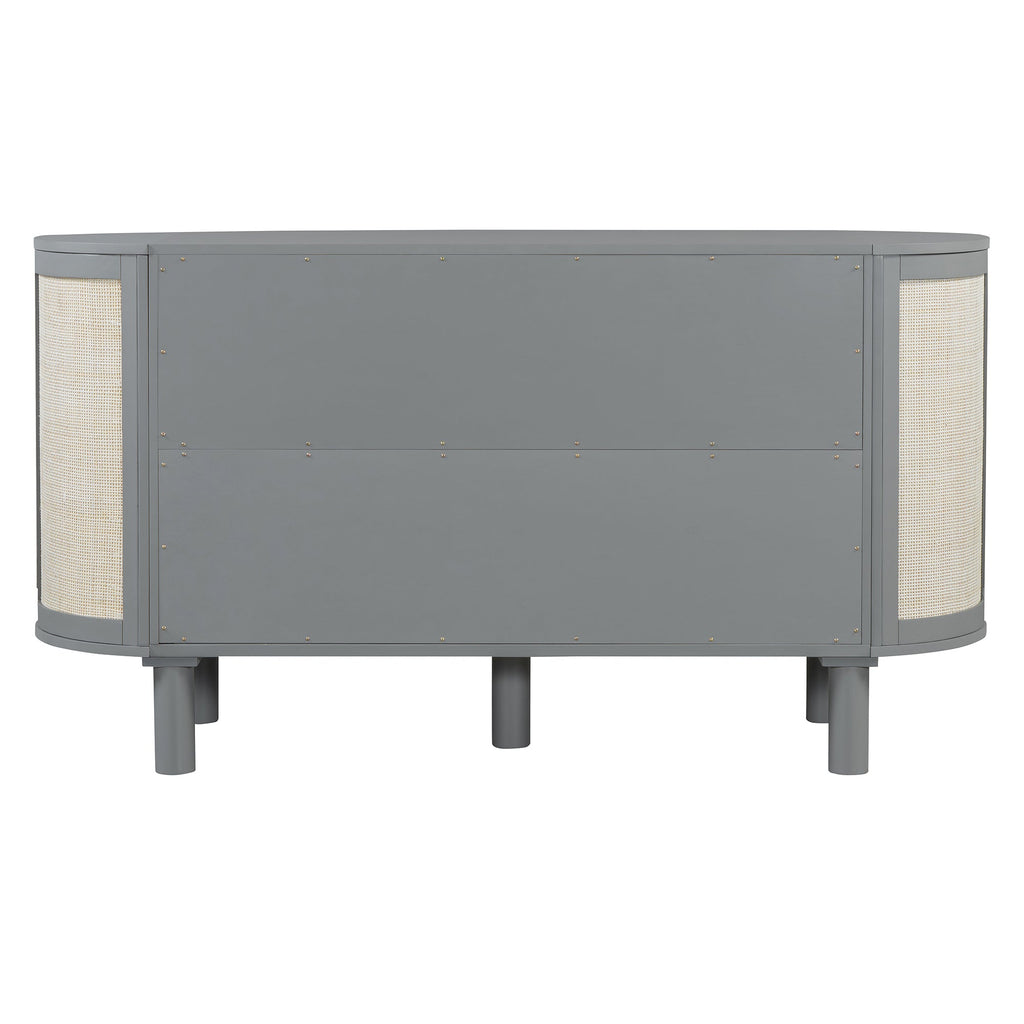 Full Murphy Bed with Hidden Storage & Modern Woven Design,Gray