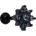 16G 5/16 Clear Gem Black Evening Flower Labret Monroe Tragus