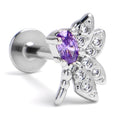 16G 5/16 Purple Gem Divine Dragonfly Labret Monroe Tragus