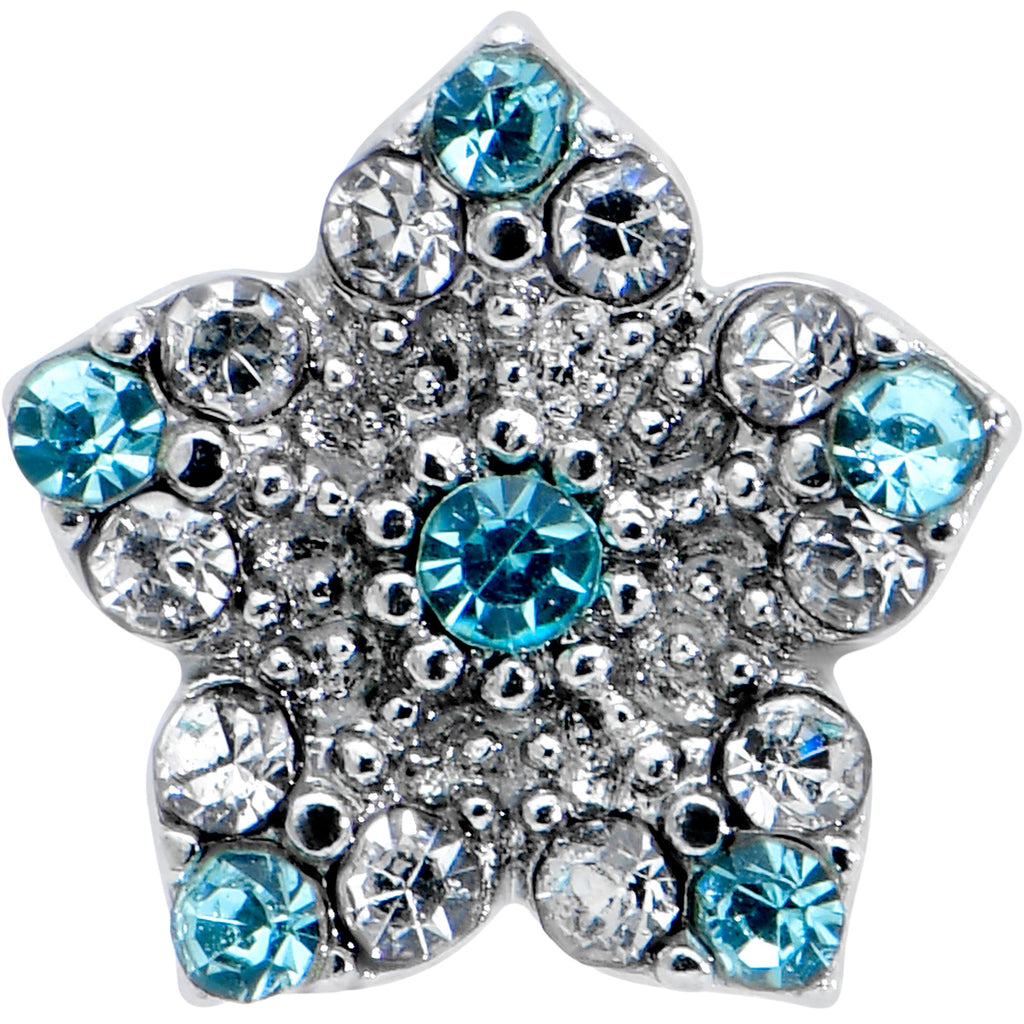 16G 5/16 Clear Blue Gem Opulent Flower Labret Monroe Tragus
