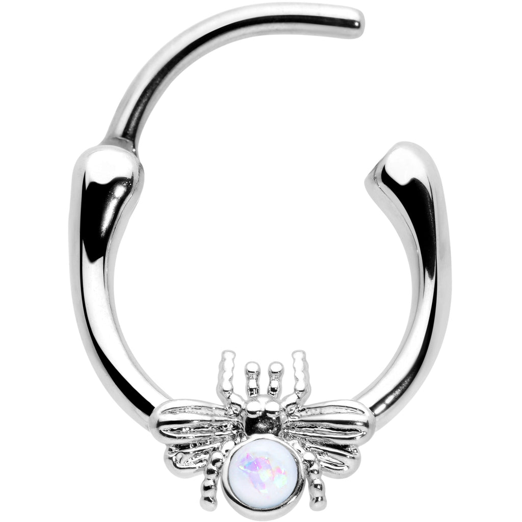16G 5/16 White Faux Opal Ultra Fly Cartilage Clicker