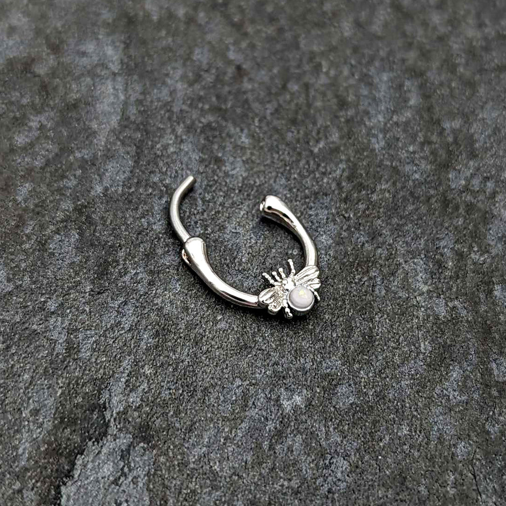 16G 5/16 White Faux Opal Ultra Fly Cartilage Clicker