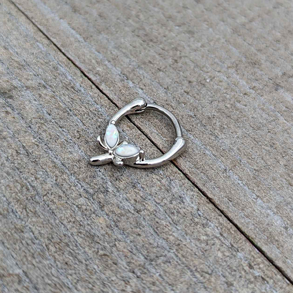 16G 5/16 White Faux Opal Simple Style Dragonfly Cartilage Clicker