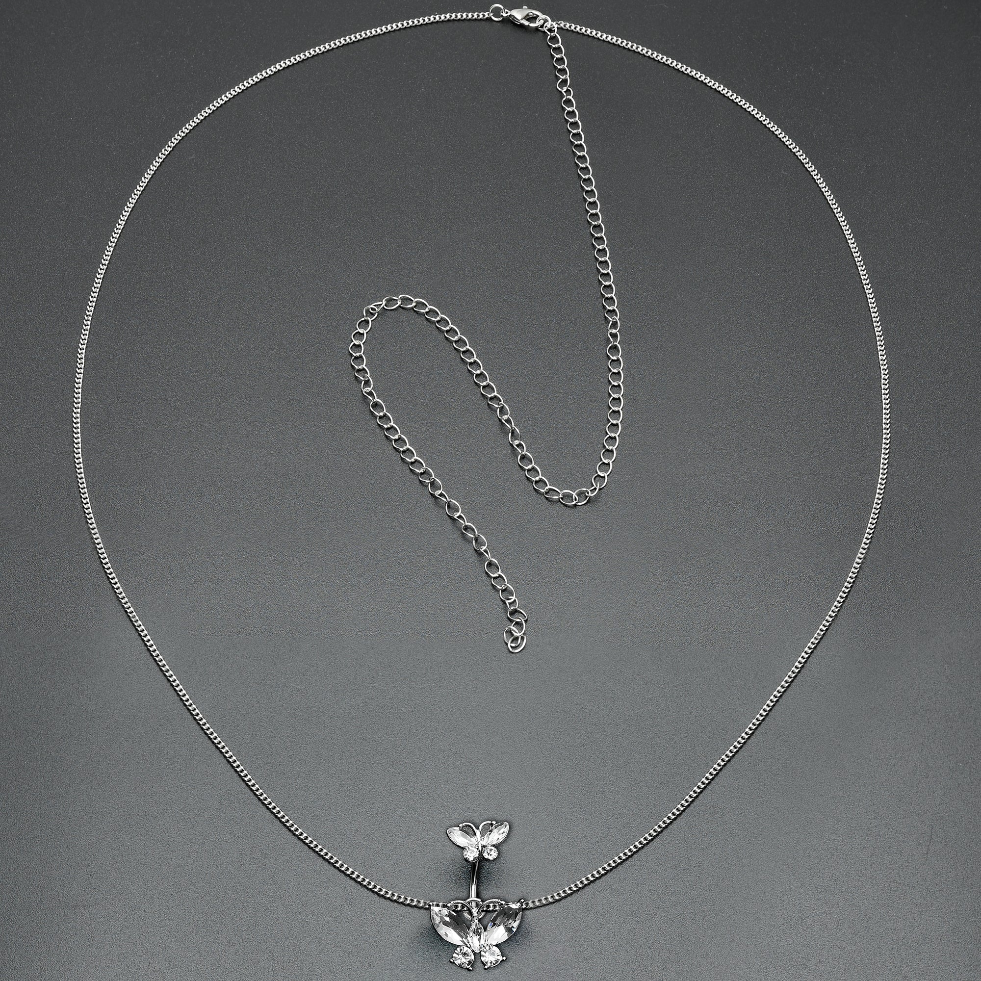Clear Gem Butterfly Beauties Double Mount Belly Ring Belly Chain