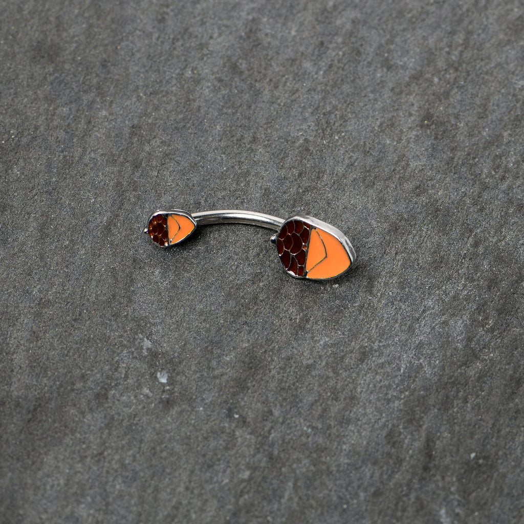 Autumn Acorn Brown Orange Fall Double Mount Belly Ring