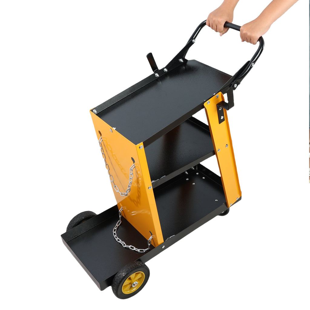 Multi Function 3 tier Welding Cart. gas bottle and accessory storage.Welding Heavy Duty  Cart for Tig Mig Welder and Plasma Cutter  with Upgrade Handles and Increase Storage Space Tank Storage