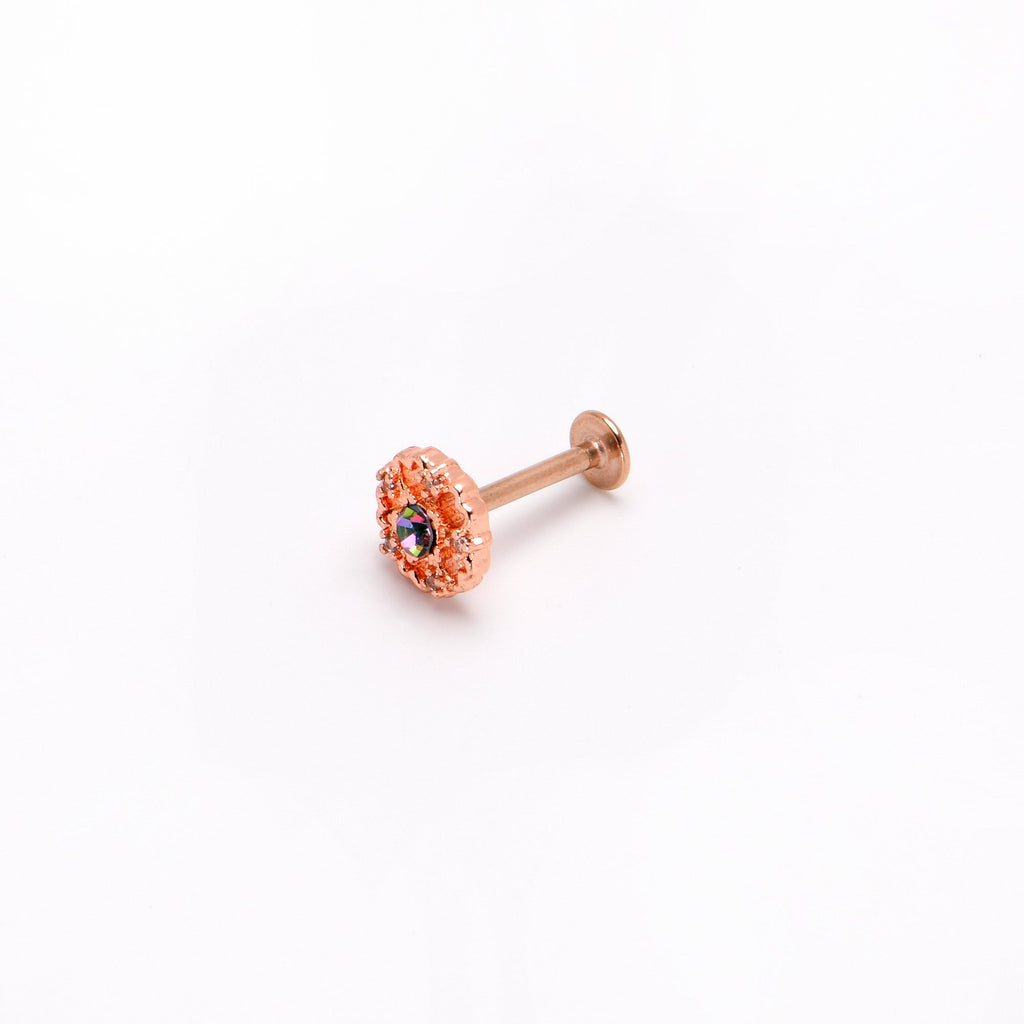 16G 5/16 Purple Tourmaline Rosy Tone Flower Labret Monroe Tragus