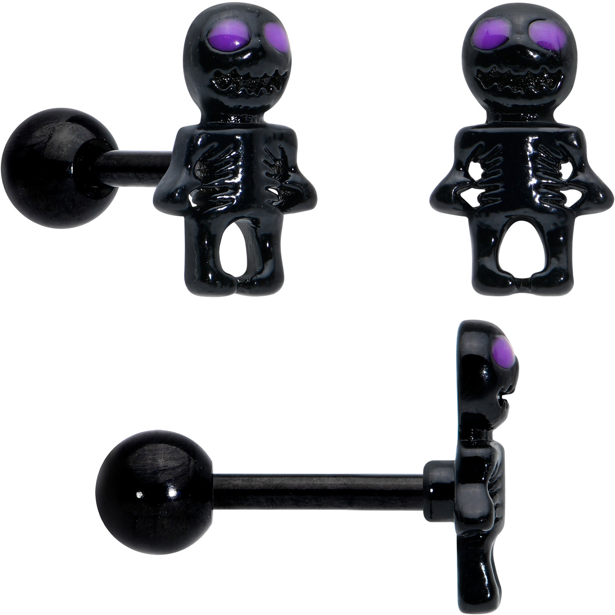 16G 1/4 Clear Gem Black Scorpion Pumpkin Cartilage Earring Set of 3