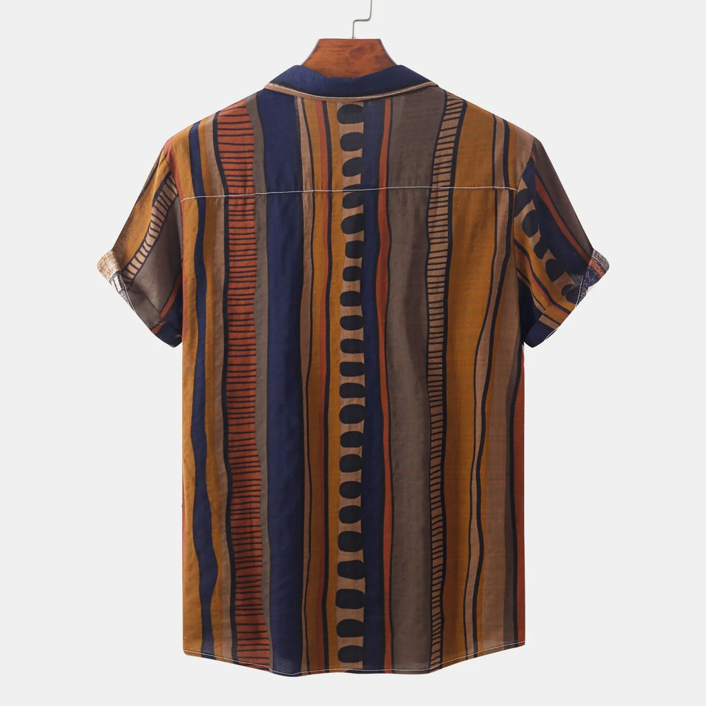Striped Short Sleeve Button-Up Shirt