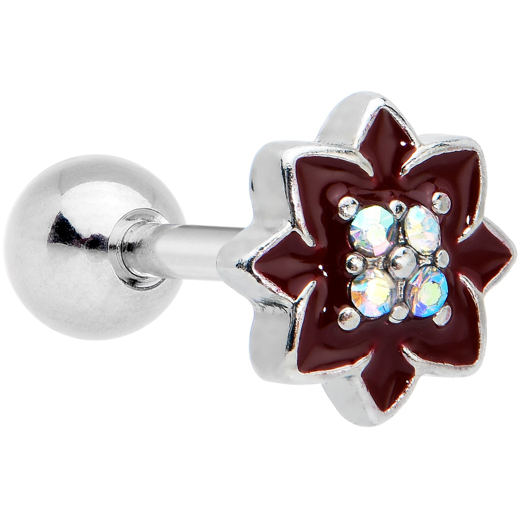16G 1/4 Aurora Gem Poinsettia Flower Cartilage Tragus Earring