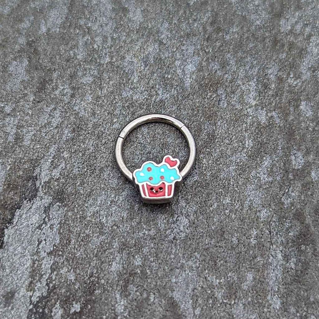 16G 3/8 Sweet Happy Cupcake Hinged Segment Ring